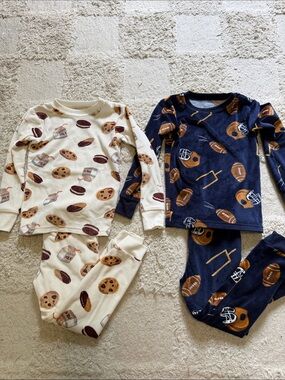 Carter's Kids 2-Pack Pajama Set - Navy Football & Cream Cookies